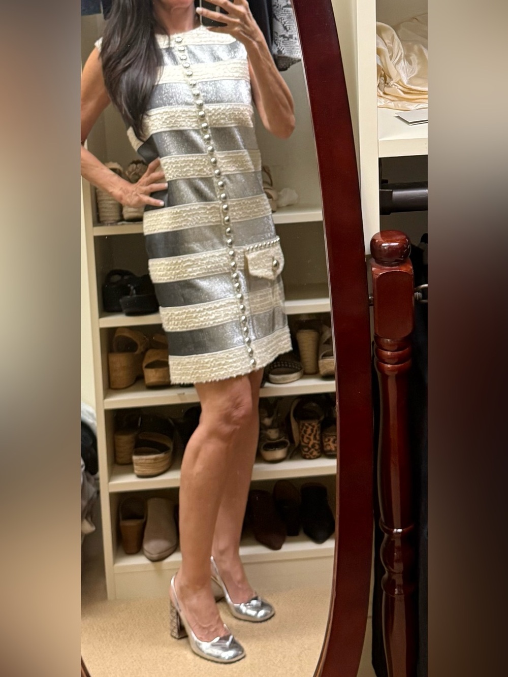 Marc Jacobs NWT Tweed Metallic Striped Mini Dress - mislabeled Sz 2 fits 6